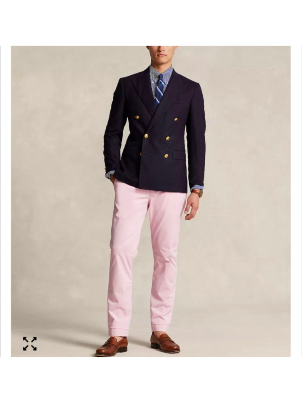 Ralph Lauren Pink Prospect Chino Pants 34x29 Navy Pony Logo Preppy Old Money - Picture 1 of 8